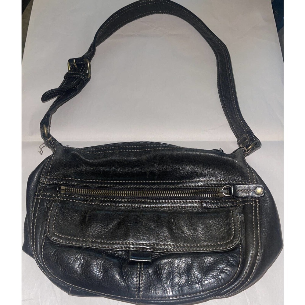 Fossil Brown Leather Small‎ Adjustable Buckle Strap Purse Shoulder Bag ID Holder